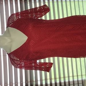 Red shimmer and fringe party dress